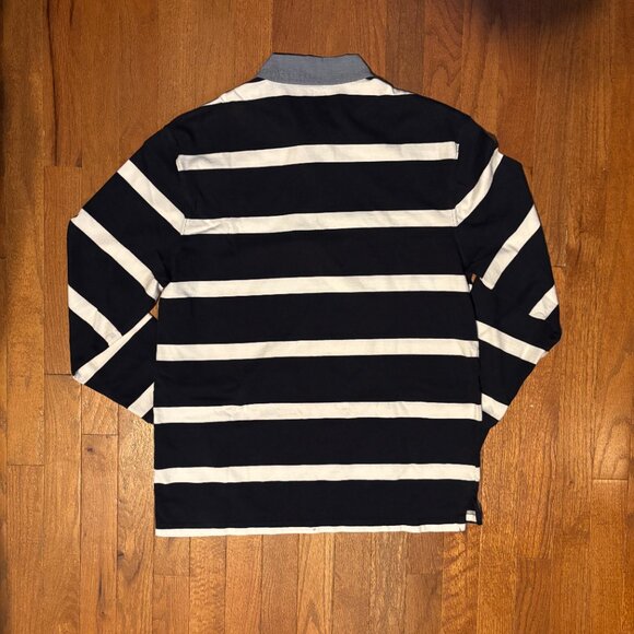 J.Crew Mens Long Sleeve Rugby T Shirt size Small Navy with White Stripes - Picture 2 of 11